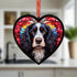 Cocker Spaniel Black & White Stained Glass Effect Heart Suncatcher